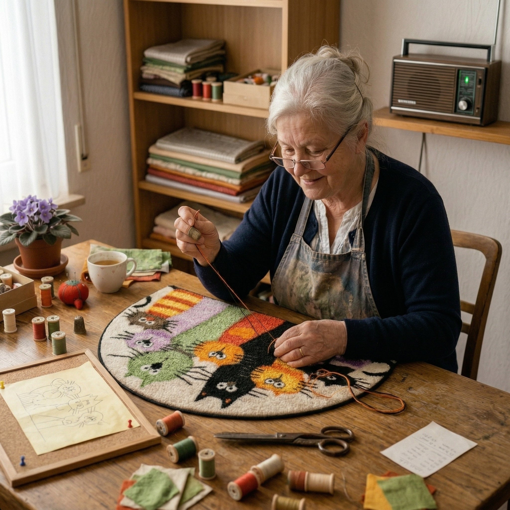 Edith's Handgemachter Katzenteppich