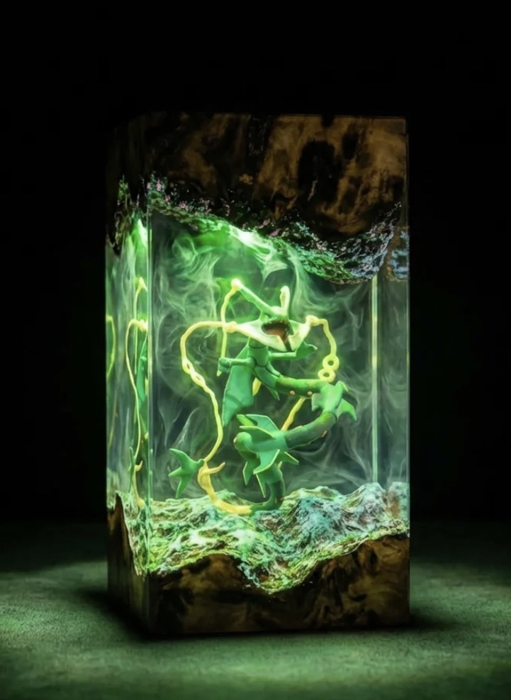 Handgefertigte Fantasy-Lampe – Rayquaza