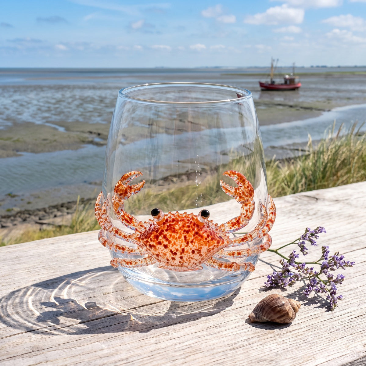 Glas mit Krabbe