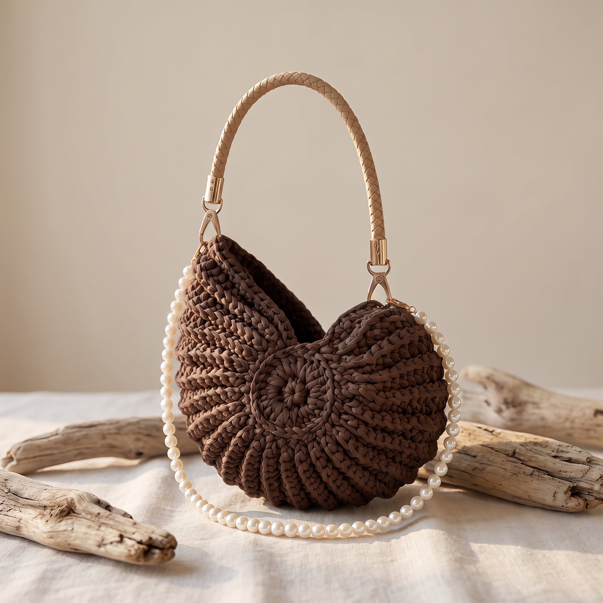 Muschel-Tasche in Sandbraun