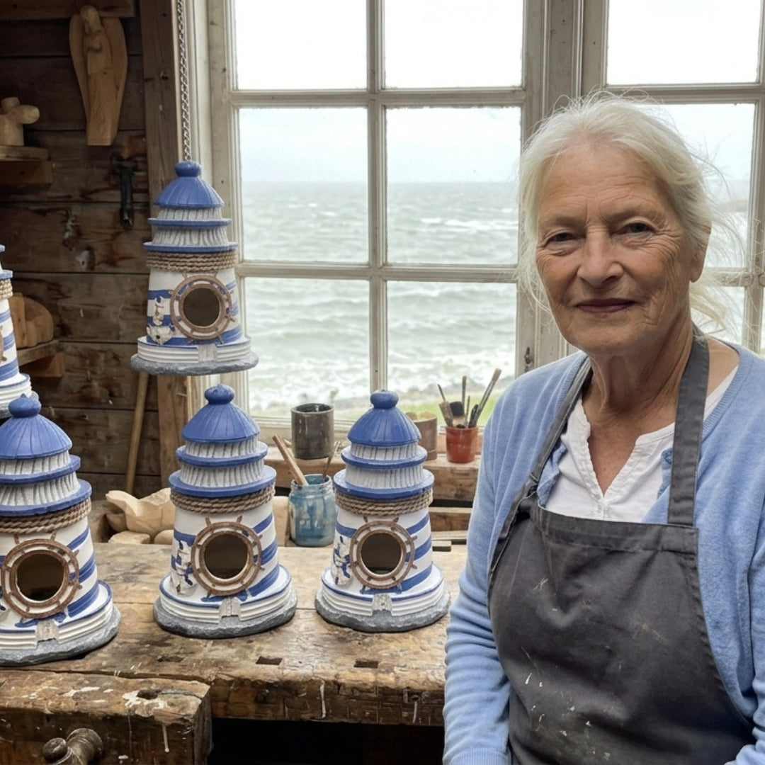 Elises Handgefertigtes Leuchtturm Vogelhaus