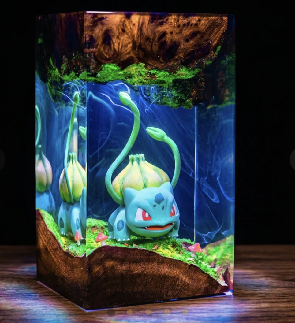 Handgefertigte Fantasy-Lampe – Waldwyvern (Grün)