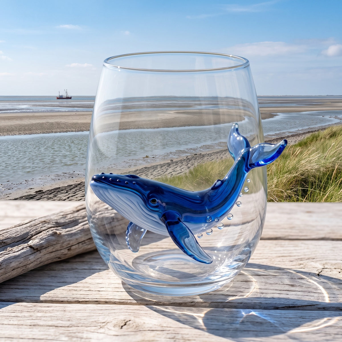 Glas mit Wal