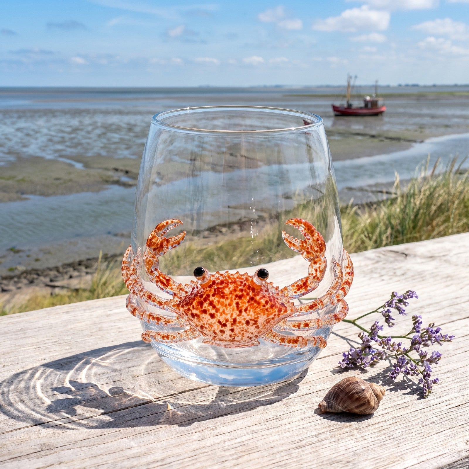 Glas mit Krabbe