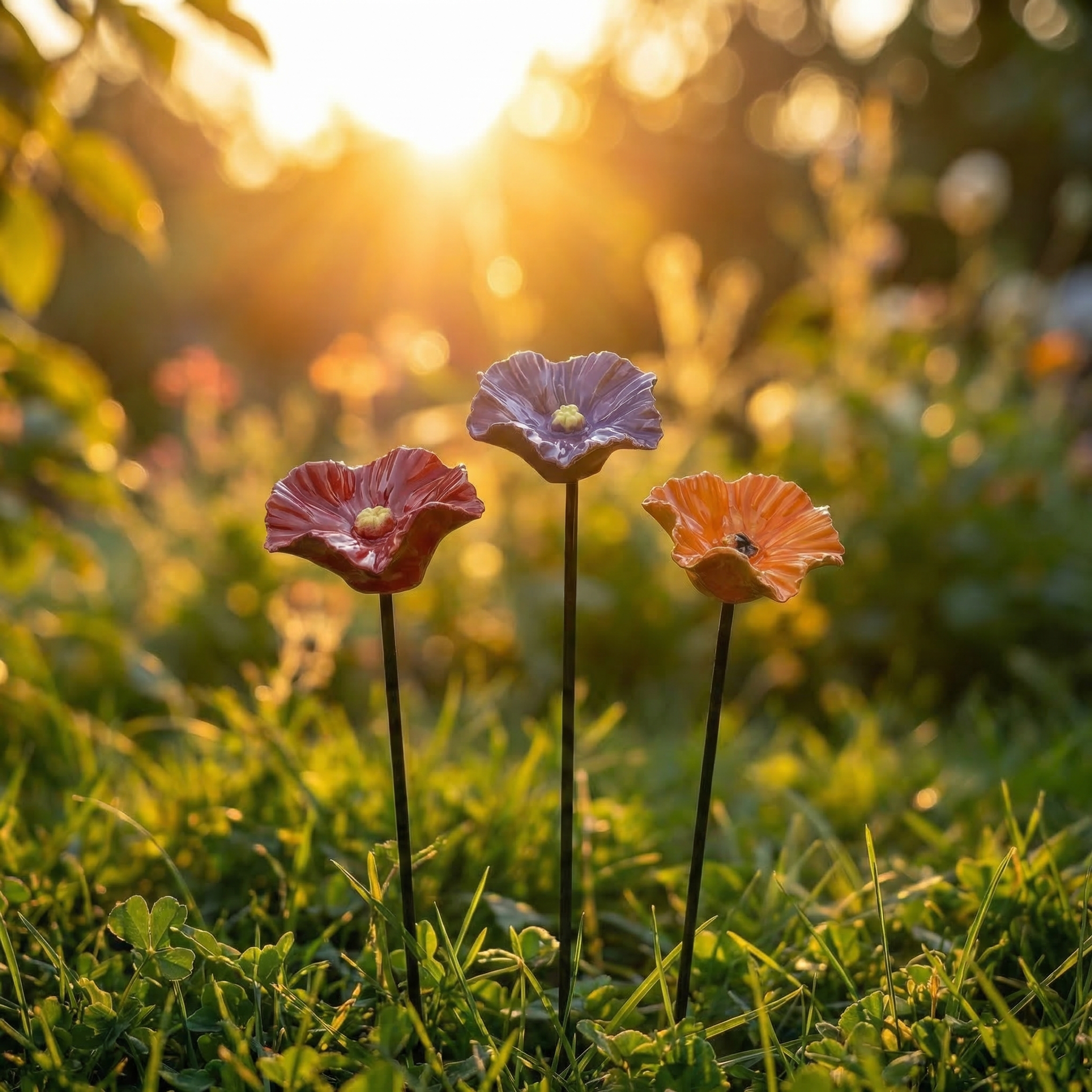 Margrets Handgetöpferte Bienen-Blüten (4er Set)