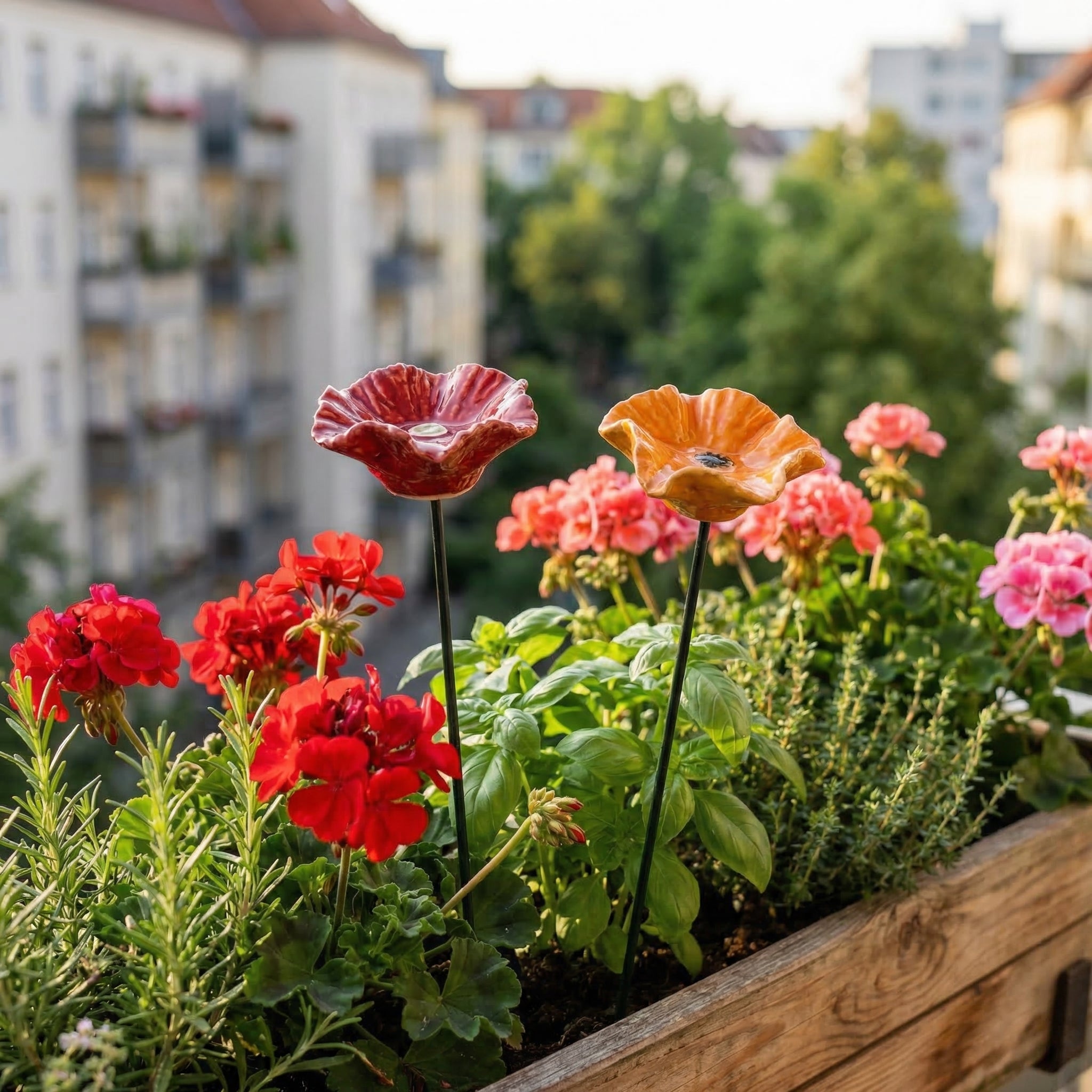Margrets Handgetöpferte Bienen-Blüten (4er Set)