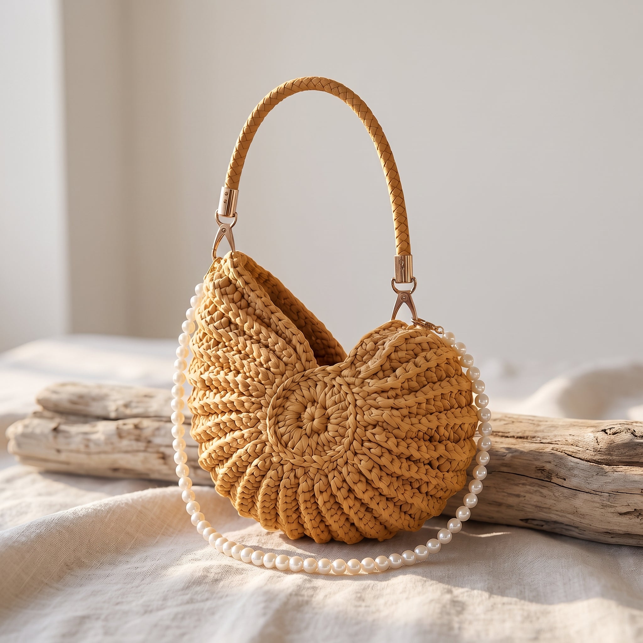 Muschel-Tasche in Senfgelb