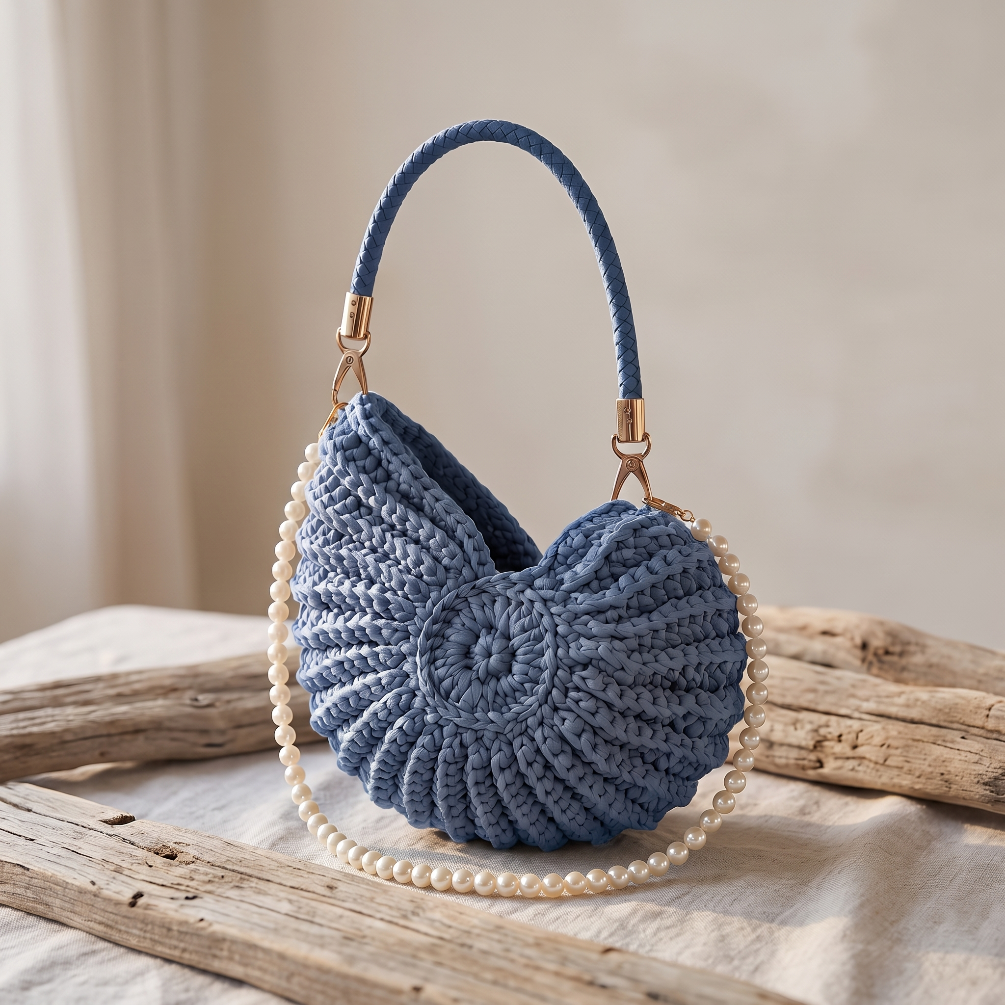 Muschel-Tasche in Prielblau