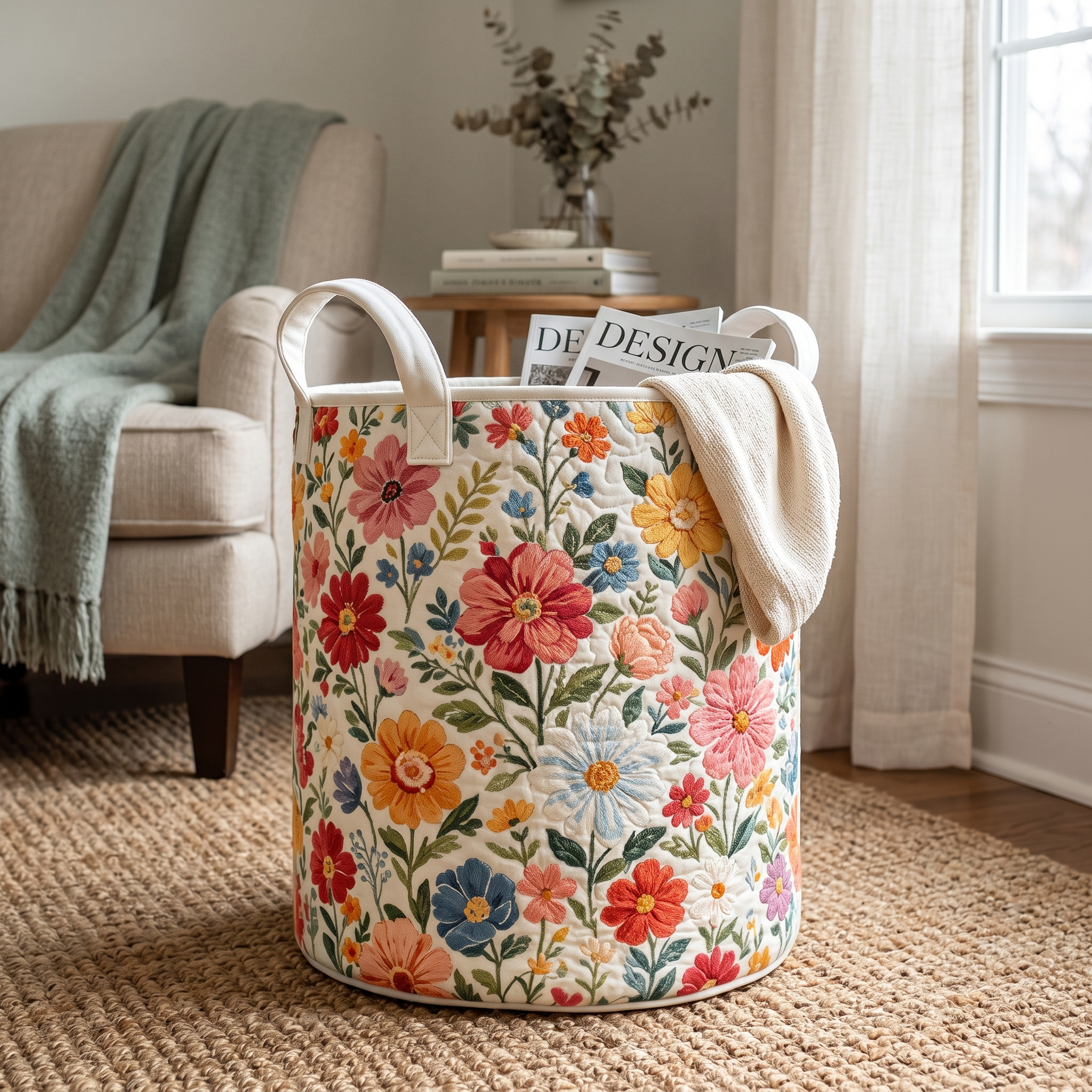 Noras handgemachte Körbe mit Blumenmotiven