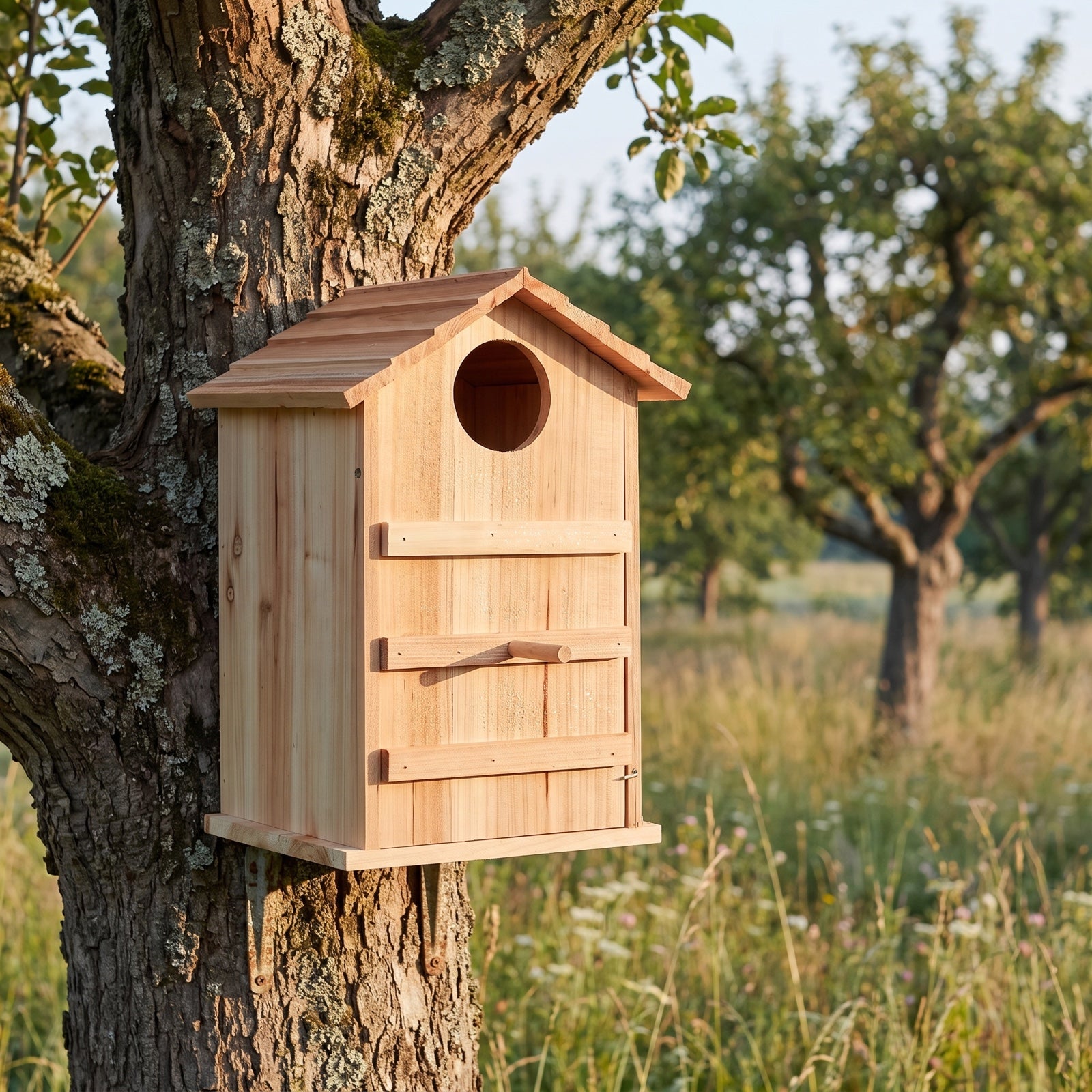 Steinkauz-Kasten am alten Apfelbaum