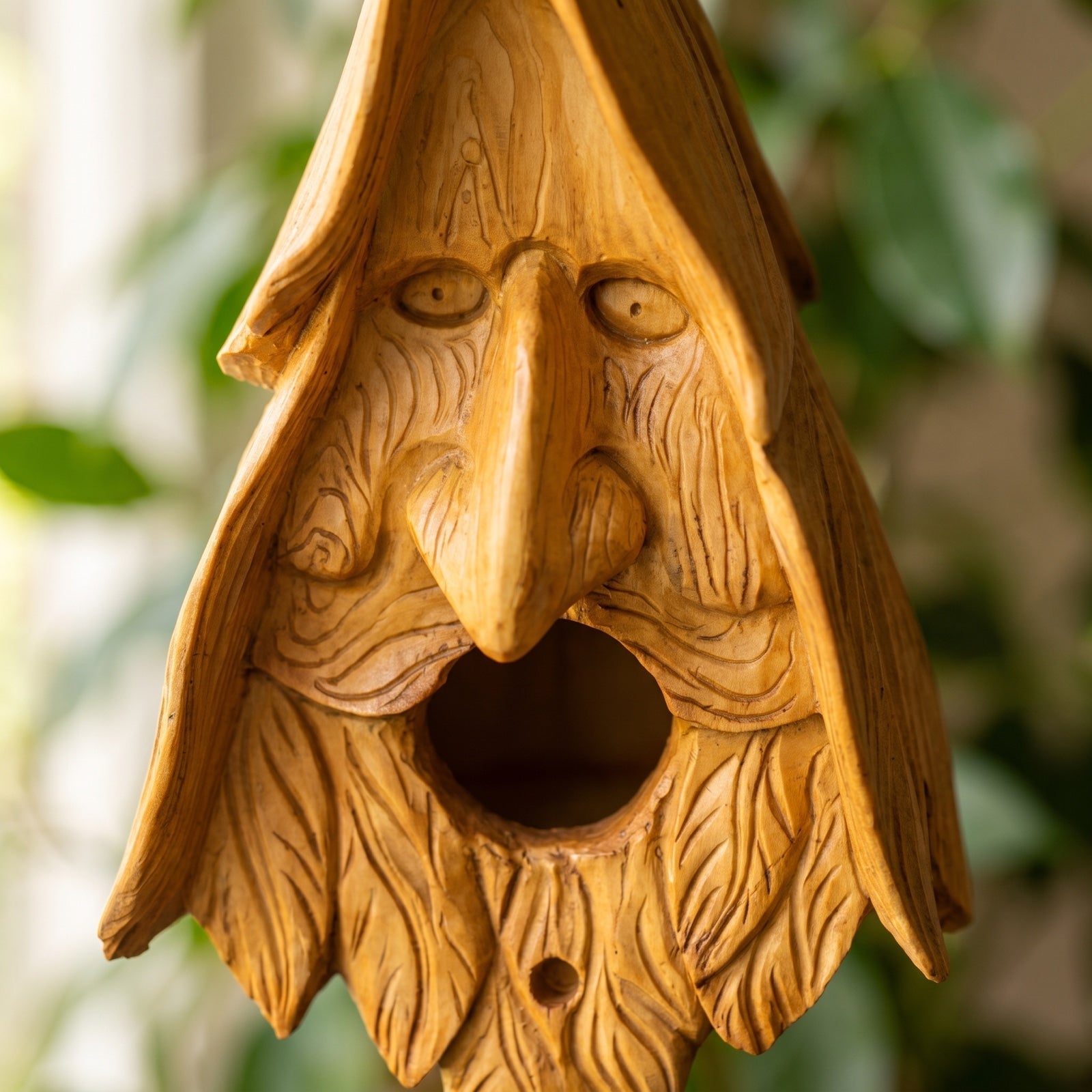 Detail der handgeschnitzten Holzmaserung